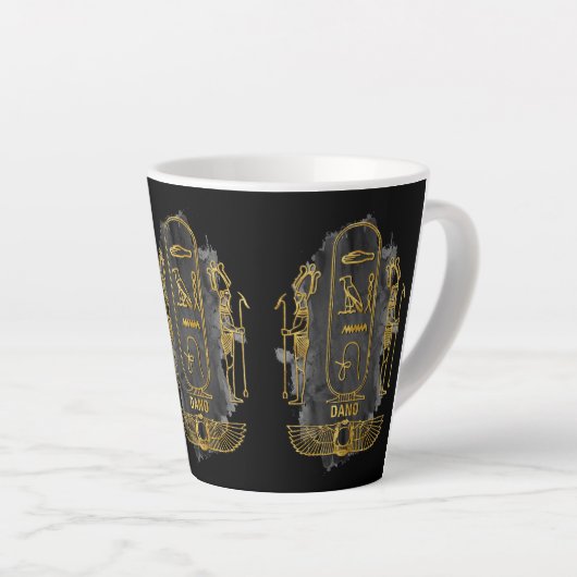 ダノ古いエジプトの象形文字シンブであなたの名前 カフェラテマグ (右アングル)