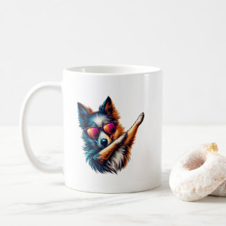 ダバングする犬のクールなアート コーヒーマグカップ