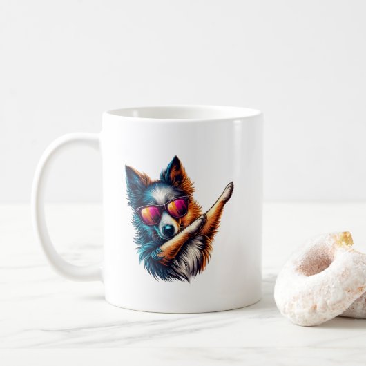 ダバングする犬のクールなアート コーヒーマグカップ (ドーナツ)