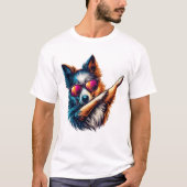 ダバングする犬のクールなアート Tシャツ (正面)