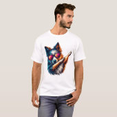 ダバングする犬のクールなアート Tシャツ (正面フル)