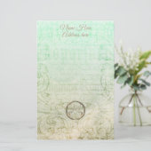 ダビクトリアンマスクスクリプト金ゴールドグリーンエレガント 便箋 (スタンド正面)