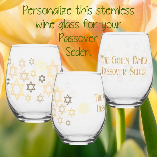 ダビスタイリッシュデパーソナライズされたィッドの過ぎ越し星 ステムなしワイングラス