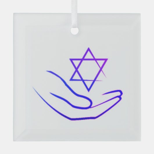 ダビッドガラスの紫/青の星オーナメント ガラスオーナメント (正面)