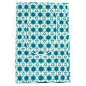 ダビッドパターンの青い緑の星 ミディアムペーパーバッグ (正面)