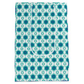 ダビッドパターンの青い緑の星 ミディアムペーパーバッグ (裏面)