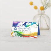 ダビッ絵を描ドのバルミツワー星ネオン（ばちゃばちゃ）跳ねる プレイスカード (裏面)