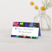 ダビッ絵を描ドのバルミツワー星ネオン(ばちゃばちゃ)跳ねる プレイスカード (裏面)