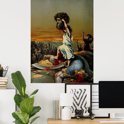 ダビデがゴリアテの頭を吊り上げる ポスター (ホームオフィス)