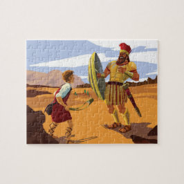 ダビデがスリングショットでゴリアテを倒す準備 ジグソーパズル