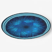 ダビデのエッチングされた青いフラクタル星 ペーパープレート (アングル)