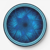 ダビデのエッチングされた青いフラクタル星 ペーパープレート (正面)