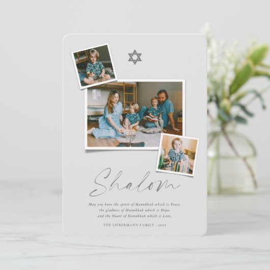 ダビデのシャロムグレイ星3写真シンプルハヌカー シーズンカード (スタンド正面)