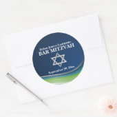 ダビデのスティールブルーとグリーン波の星 ラウンドシール (封筒)