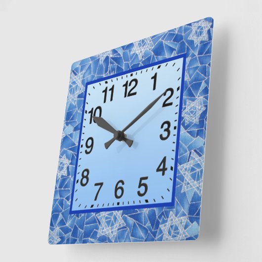 ダビデのステンドグラスの星 スクエア壁時計 (傾斜)