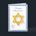 ダビデのハッピー・パスーバー・スター シーズンカード<br><div class="desc">Happy Passover Pesach greeting card with Star of David.フロントのあいさつカスタマイズき、カードの内側のメッセージが表示される。</div>