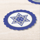 ダビデのブルー&ホワイトマルチスターズデザイン ペーパーコースター (アングル)