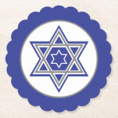ダビデのブルー&ホワイトマルチスターズデザイン ペーパーコースター (正面)