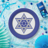 ダビデのブルー&ホワイトマルチスターズデザイン ペーパープレート (パーティー)