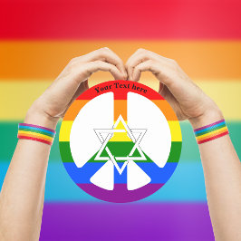 ダビデのユダヤの星ゲイピード虹の旗平和 ラウンドシール