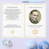 ダビデのユダヤ人の星、折り畳み式の葬儀パンフレット チラシ (シングル)