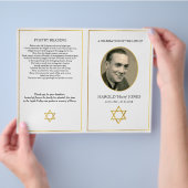 ダビデのユダヤ人の星、折り畳み式の葬儀パンフレット チラシ (手)