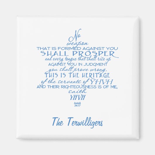 ダビデの凶器の星パーソナライズされたなし マグネット (正面)