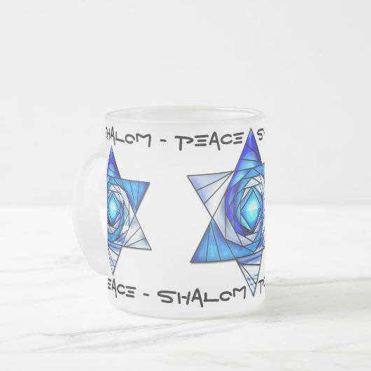 ダビデの半透明ステンドグラス星 フロストグラスマグカップ (正面左)