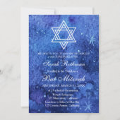 ダビデの星 エレガント シンプル ブルー バット ミッツヴァ 招待状 (正面)