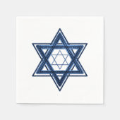 ダビデの星 | クラシックブルー モダンミニマル スタンダードカクテルナプキン (正面)