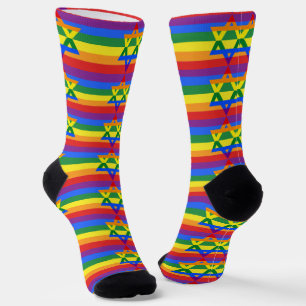 ダビデの星 ユダヤ 虹 LGBTQIA+ ゲイ プライド ソックス