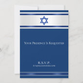 ダビデの星 白いサテン ネイビーブルー ご案内 招待状 (正面)