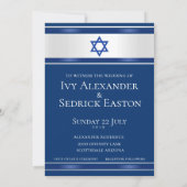 ダビデの星 白いサテン ネイビーブルー ご案内 招待状 (裏面)