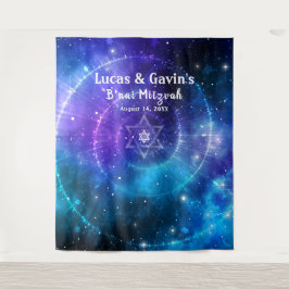 ダビデの星 紫 青 ギャラクシー 写真 背景 タペストリー