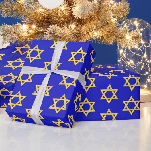 ダビデの星 黄色 ラッピングペーパー (クリスマス)