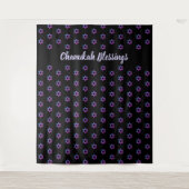 ダビデの星 | 黒 | ハヌカ― 背景 タペストリー (正面)