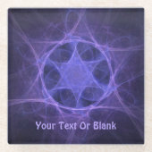 ダビデの紫色のフラクタル星 ガラスコースター (正面)