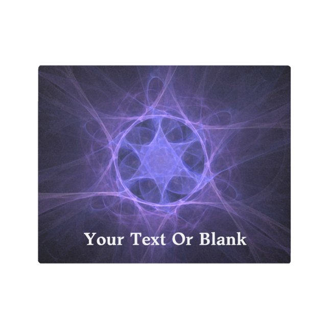 ダビデの紫色のフラクタル星 メタルプリント (正面)