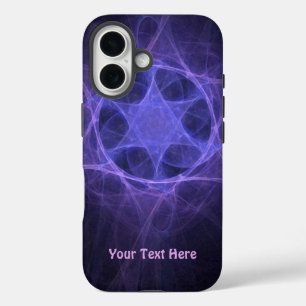 ダビデの紫色のフラクタル星 iPhone 16ケース