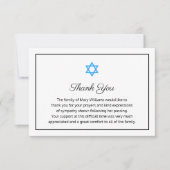 ダビデエレガントトの葬儀の宗教的なスターありがとう サンキューカード (正面)