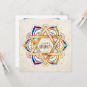 ダビデカラフルッドマンダラハッピーハヌカー カード (正面/裏面インサイチュ)