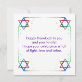 ダビデカラフルッドマンダラハッピーハヌカー カード (裏面)