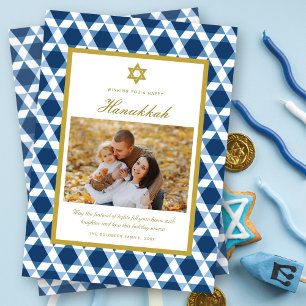 ダビデクラシックットパターンフレームのスターHanukkah写真 シーズンカード