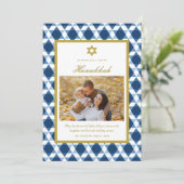 ダビデクラシックットパターンフレームのスターHanukkah写真 シーズンカード (スタンド正面)