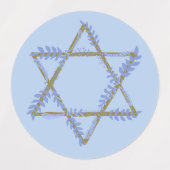 ダビデグラデーションッドのペリウィンクルと金ゴールドの星 ラベル (デザイン2)