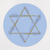 ダビデグラデーションッドのペリウィンクルと金ゴールドの星 ラベル (デザイン1)