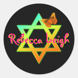 ダビデパーソナライズされたッドのスター、バタフライステッカー ラウンドシール