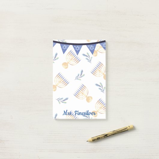 ダビデパーソナライズされたトのハヌカーの青い星 ポストイット (デスク上)