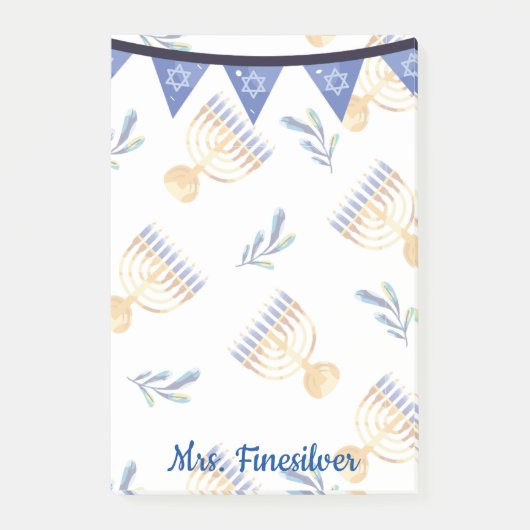 ダビデパーソナライズされたトのハヌカーの青い星 ポストイット (正面)