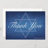 ダビデモダンッドのブルーパーソナライズされたスター サンキューカード (正面/裏面)